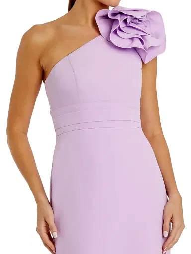 Mac Duggal Women's Crepe Flower One-Shoulder Gown - Lilac - Size 0 | Thumbnail 3