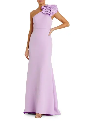 Mac Duggal Women's Crepe Flower One-Shoulder Gown - Lilac - Size 0 | Thumbnail 1