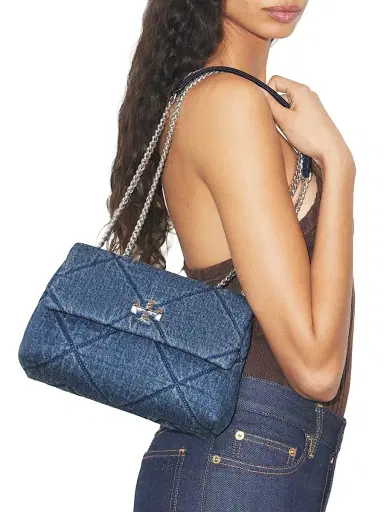 Tory Burch Women's Kira Small Quilted Denim Shoulder Bag | Thumbnail 2 Tory Burch Women's Kira Small Quilted Denim Shoulder Bag | Thumbnail 2