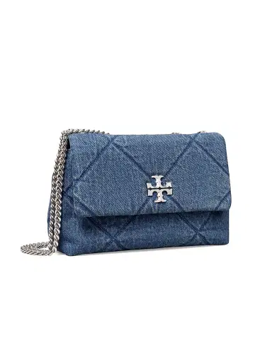 Tory Burch Women's Kira Small Quilted Denim Shoulder Bag | Thumbnail 4 Tory Burch Women's Kira Small Quilted Denim Shoulder Bag | Thumbnail 4