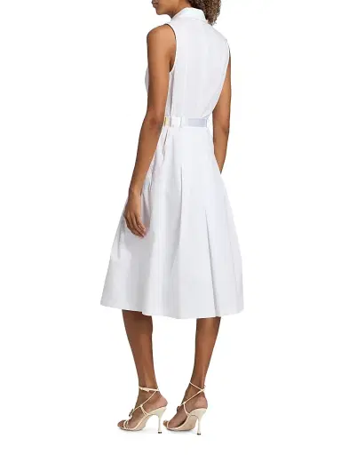 L'Agence Women's Kylo Belted Midi-Shirtdress - White - Size 12 | Thumbnail 5