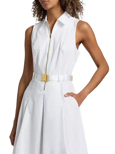 L'Agence Women's Kylo Belted Midi-Shirtdress - White - Size 12 | Thumbnail 6