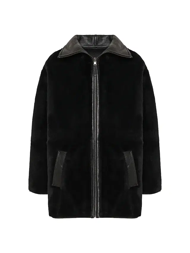 Gorski Women's Reversible Shearling Lamb Parka Coat - Black - Size XXL