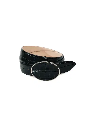 Déhanche Women's Resort Flint Croc-Embossed Leather Belt - Black Croco Silver | Thumbnail 2 Déhanche Women's Resort Flint Croc-Embossed Leather Belt - Black Croco Silver | Thumbnail 2