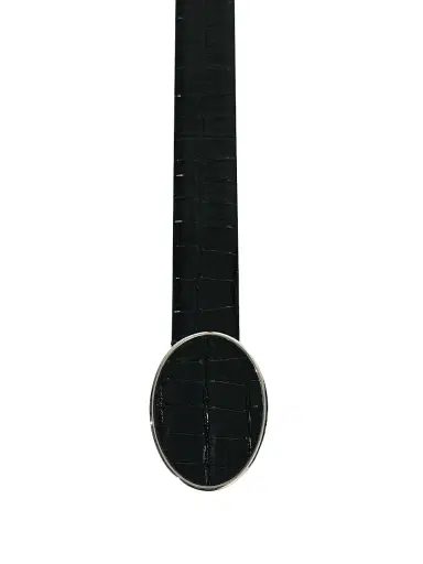 Déhanche Women's Resort Flint Croc-Embossed Leather Belt - Black Croco Silver | Thumbnail 3 Déhanche Women's Resort Flint Croc-Embossed Leather Belt - Black Croco Silver | Thumbnail 3