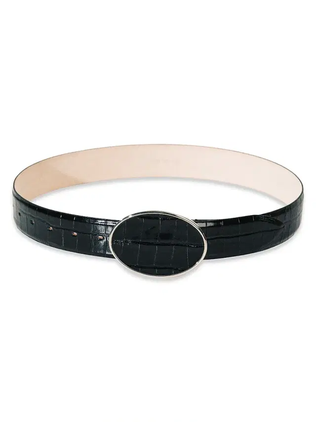 Déhanche Women's Resort Flint Croc-Embossed Leather Belt - Black Croco Silver