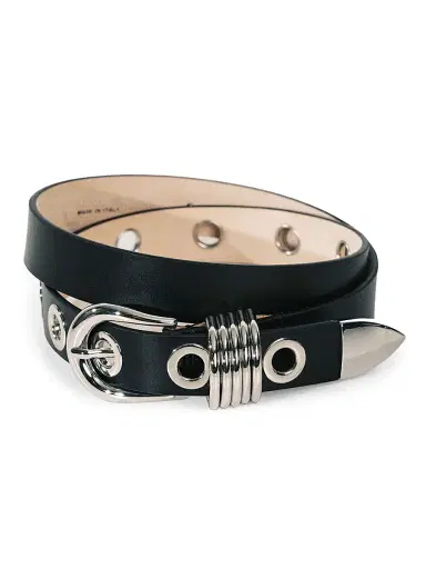 Déhanche Women's Resort Hollyhock Rivet Leather Belt - Black Silver | Thumbnail 2 Déhanche Women's Resort Hollyhock Rivet Leather Belt - Black Silver | Thumbnail 2