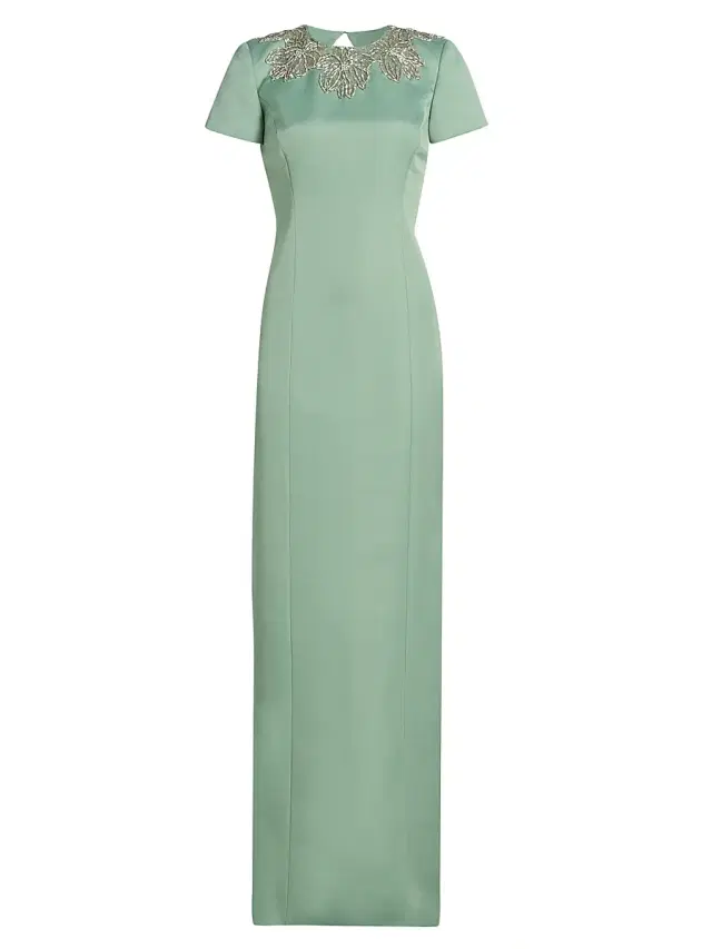 Theia Women's Sorelia Floral-Beaded Gown - Whispering Sage