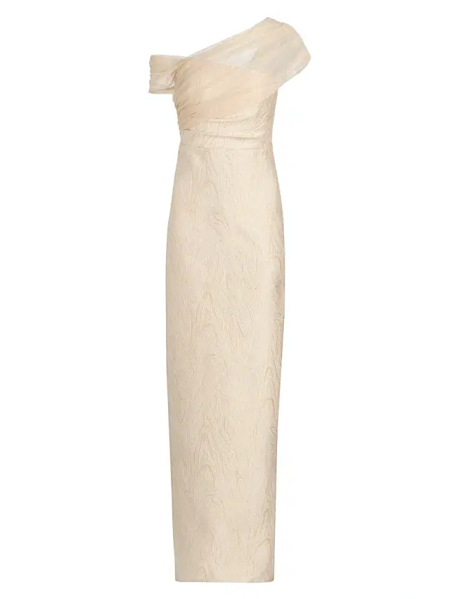 Theia Women's Zara Draped Shawl Column Dress - Champagne