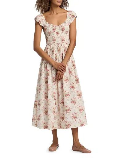 DÔEN Women's Quinette Floral Midi-Dress - Lantana Floral - Size XS | Thumbnail 2