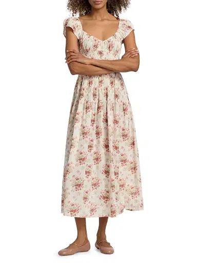 DÔEN Women's Quinette Floral Midi-Dress - Lantana Floral - Size XS | Thumbnail 3