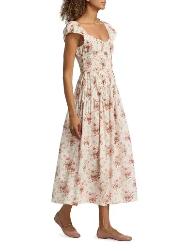 DÔEN Women's Quinette Floral Midi-Dress - Lantana Floral - Size XS | Thumbnail 4
