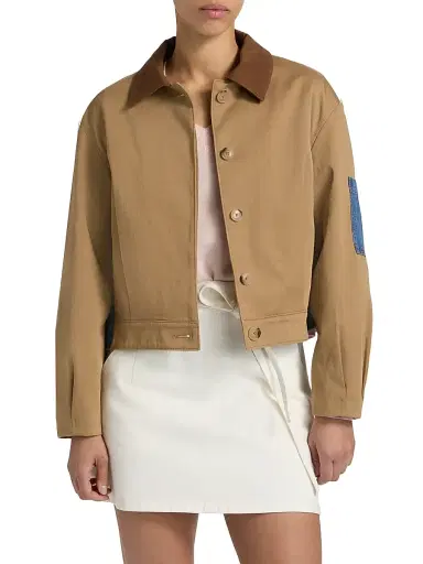 Tanya Taylor Women's Gabe Denim-Back Jacket - Dark Khaki | Thumbnail 3 Tanya Taylor Women's Gabe Denim-Back Jacket - Dark Khaki | Thumbnail 3