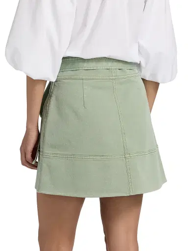TANYA TAYLOR Women's Courtney Tie-Waist Denim Miniskirt - Pistachio - Size 12 | Thumbnail 5