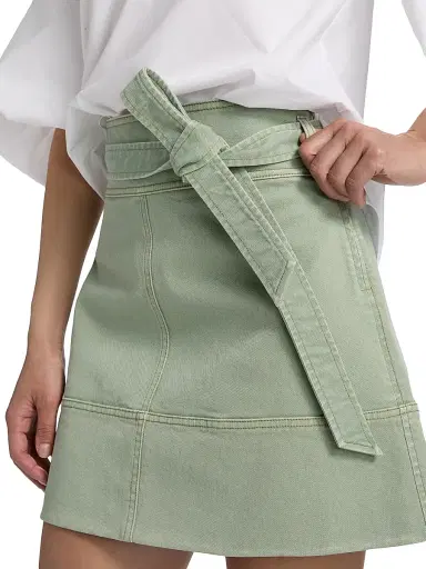 TANYA TAYLOR Women's Courtney Tie-Waist Denim Miniskirt - Pistachio - Size 12 | Thumbnail 6