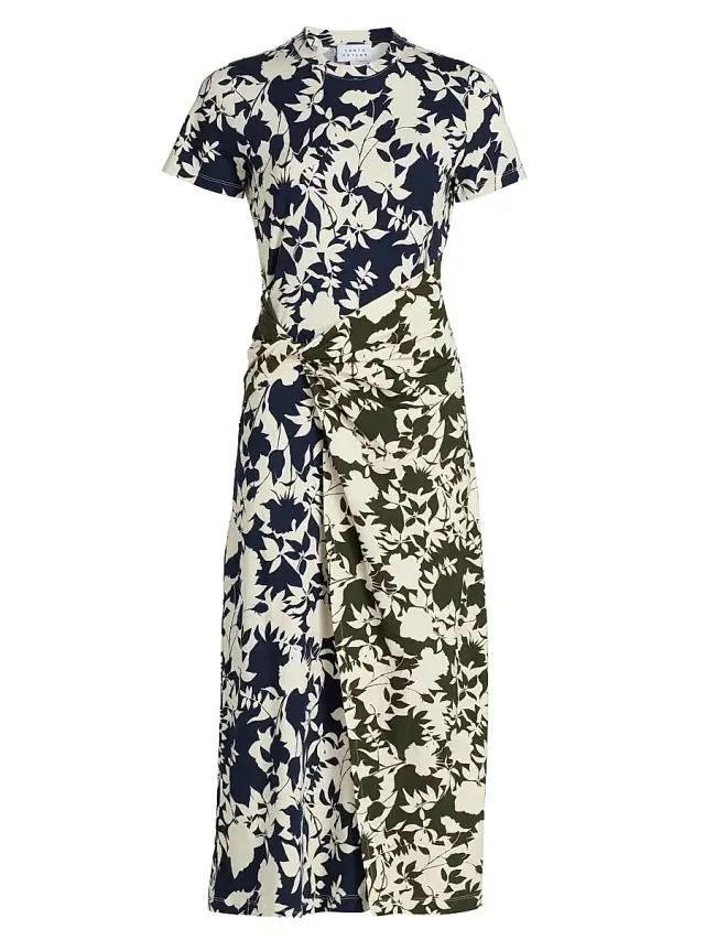 Tanya Taylor Women's Jan Floral Midi-Dress - Maritime Blue Army Multi