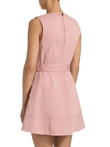 TANYA TAYLOR Women's Reina Belted Denim Minidress - Rose Quartz - Size 12 | Thumbnail 5 TANYA TAYLOR Women's Reina Belted Denim Minidress - Rose Quartz - Size 12 | Thumbnail 5