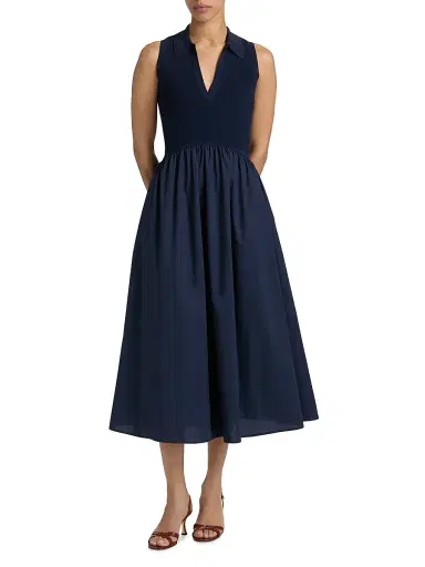 TANYA TAYLOR Women's Bess Mixed-Media Midi-Dress | Thumbnail 2