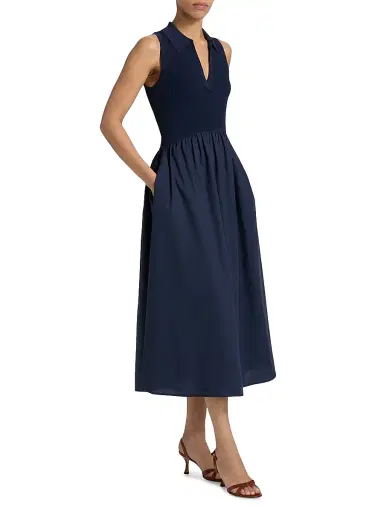 TANYA TAYLOR Women's Bess Mixed-Media Midi-Dress | Thumbnail 4