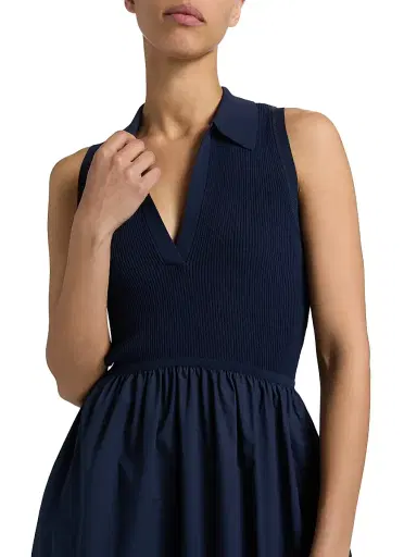TANYA TAYLOR Women's Bess Mixed-Media Midi-Dress | Thumbnail 6