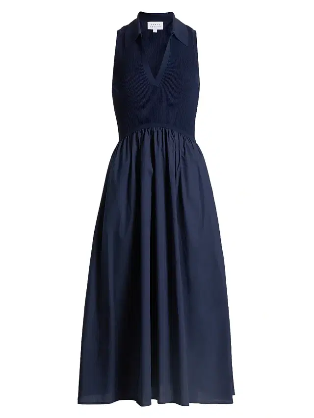 Women's Bess Mixed-Media Midi-Dress - Maritime Blue