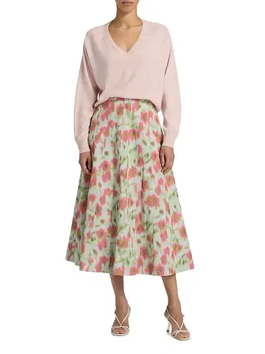 TANYA TAYLOR Women's Tavia Cascading Floral Midi-Skirt | Thumbnail 2 TANYA TAYLOR Women's Tavia Cascading Floral Midi-Skirt | Thumbnail 2