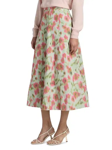 TANYA TAYLOR Women's Tavia Cascading Floral Midi-Skirt | Thumbnail 4 TANYA TAYLOR Women's Tavia Cascading Floral Midi-Skirt | Thumbnail 4