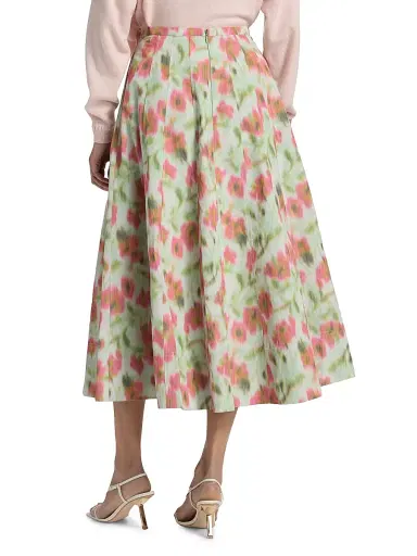 TANYA TAYLOR Women's Tavia Cascading Floral Midi-Skirt | Thumbnail 5 TANYA TAYLOR Women's Tavia Cascading Floral Midi-Skirt | Thumbnail 5