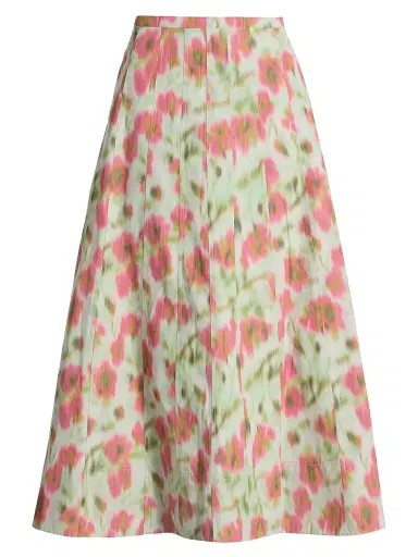 TANYA TAYLOR Women's Tavia Cascading Floral Midi-Skirt | Thumbnail 1 TANYA TAYLOR Women's Tavia Cascading Floral Midi-Skirt | Thumbnail 1