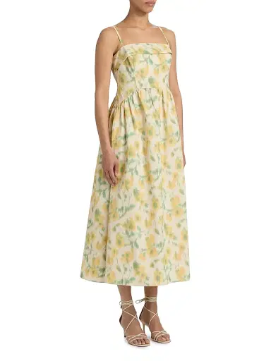 TANYA TAYLOR Women's Gigi Cascading Floral Midi-Dress - Butter Multi - Size 14 | Thumbnail 4 TANYA TAYLOR Women's Gigi Cascading Floral Midi-Dress - Butter Multi - Size 14 | Thumbnail 4