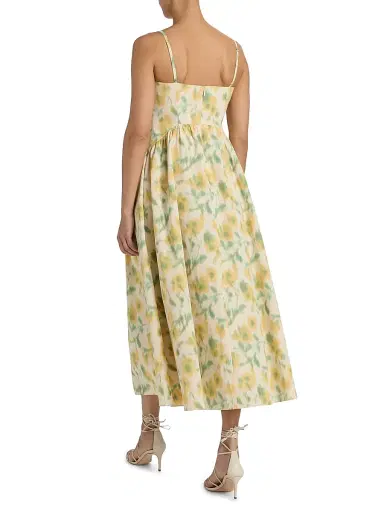 TANYA TAYLOR Women's Gigi Cascading Floral Midi-Dress - Butter Multi - Size 14 | Thumbnail 5 TANYA TAYLOR Women's Gigi Cascading Floral Midi-Dress - Butter Multi - Size 14 | Thumbnail 5