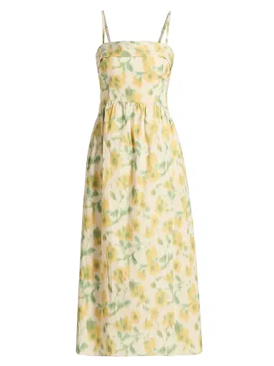 TANYA TAYLOR Women's Gigi Cascading Floral Midi-Dress - Butter Multi - Size 14 | Thumbnail 1 TANYA TAYLOR Women's Gigi Cascading Floral Midi-Dress - Butter Multi - Size 14 | Thumbnail 1