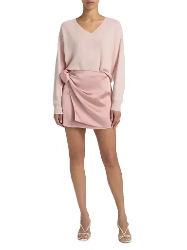 Tanya Taylor Women's Lydia Satin Crepe Miniskirt - Ballet Pink | Thumbnail 2 Tanya Taylor Women's Lydia Satin Crepe Miniskirt - Ballet Pink | Thumbnail 2