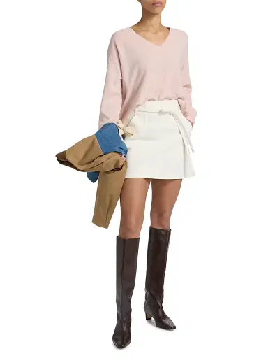 TANYA TAYLOR Women's Audrey Cashmere V-Neck Sweater - Baby Pink - Size XL | Thumbnail 2 TANYA TAYLOR Women's Audrey Cashmere V-Neck Sweater - Baby Pink - Size XL | Thumbnail 2