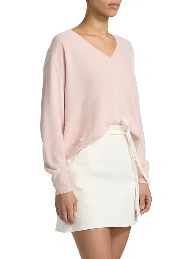 TANYA TAYLOR Women's Audrey Cashmere V-Neck Sweater - Baby Pink - Size XL | Thumbnail 4 TANYA TAYLOR Women's Audrey Cashmere V-Neck Sweater - Baby Pink - Size XL | Thumbnail 4