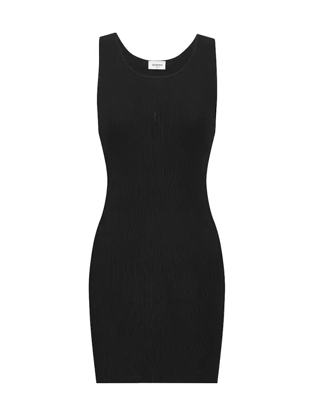 Women's Cassandre Tank Dress in Ribbed Cotton Jersey - Noir