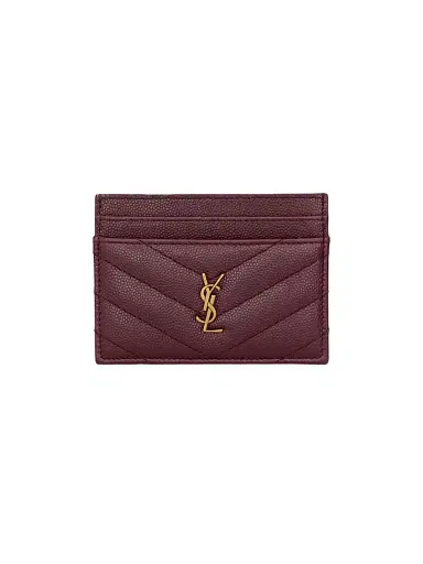 Saint Laurent Women's Grain De Poudre Leather Cassandre Card Case | Thumbnail 1 Saint Laurent Women's Grain De Poudre Leather Cassandre Card Case | Thumbnail 1