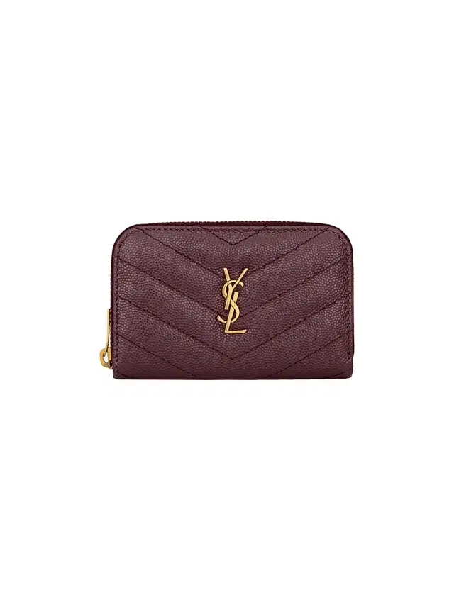 Saint Laurent Women's Grain De Poudre Leather Cassandre Change Purse - Rouge Cabernet