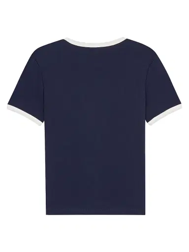Saint Laurent Women's Cassandre T-Shirt in Ribbed Cotton Jersey - Navy Naturel - Size XS | Thumbnail 2 Saint Laurent Women's Cassandre T-Shirt in Ribbed Cotton Jersey - Navy Naturel - Size XS | Thumbnail 2