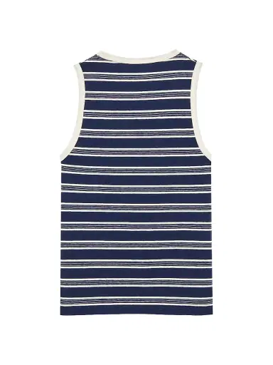 Saint Laurent Women's Cassandre Tank Top in Striped Cotton Jersey - Navy Ecru | Thumbnail 2 Saint Laurent Women's Cassandre Tank Top in Striped Cotton Jersey - Navy Ecru | Thumbnail 2