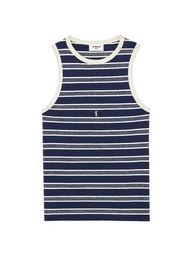 Women's Cassandre Tank Top in Striped Cotton Jersey - Navy Ecru Women's Cassandre Tank Top in Striped Cotton Jersey - Navy Ecru
