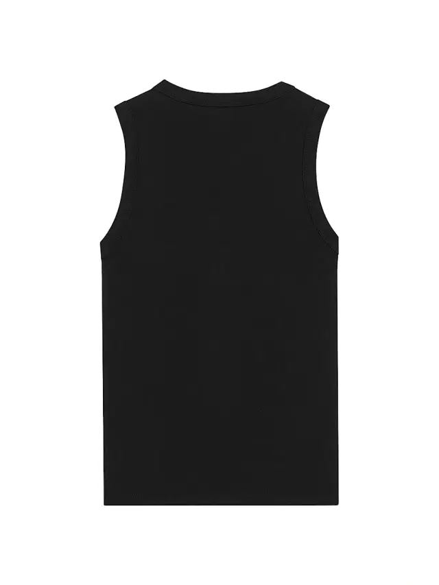 Women's Cassandre Tank Top in Ribbed Cotton Jersey - Noir