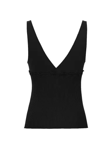Saint Laurent Women's Cassandre Tank Top in Ribbed Silk Jersey - Noir - Size Large | Thumbnail 2 Saint Laurent Women's Cassandre Tank Top in Ribbed Silk Jersey - Noir - Size Large | Thumbnail 2