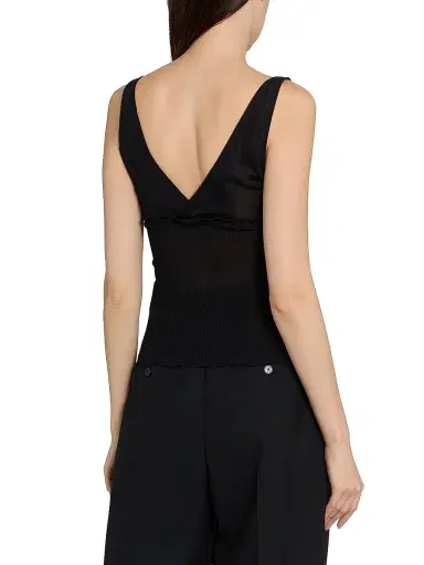 Saint Laurent Women's Cassandre Tank Top in Ribbed Silk Jersey - Noir - Size Large | Thumbnail 5 Saint Laurent Women's Cassandre Tank Top in Ribbed Silk Jersey - Noir - Size Large | Thumbnail 5