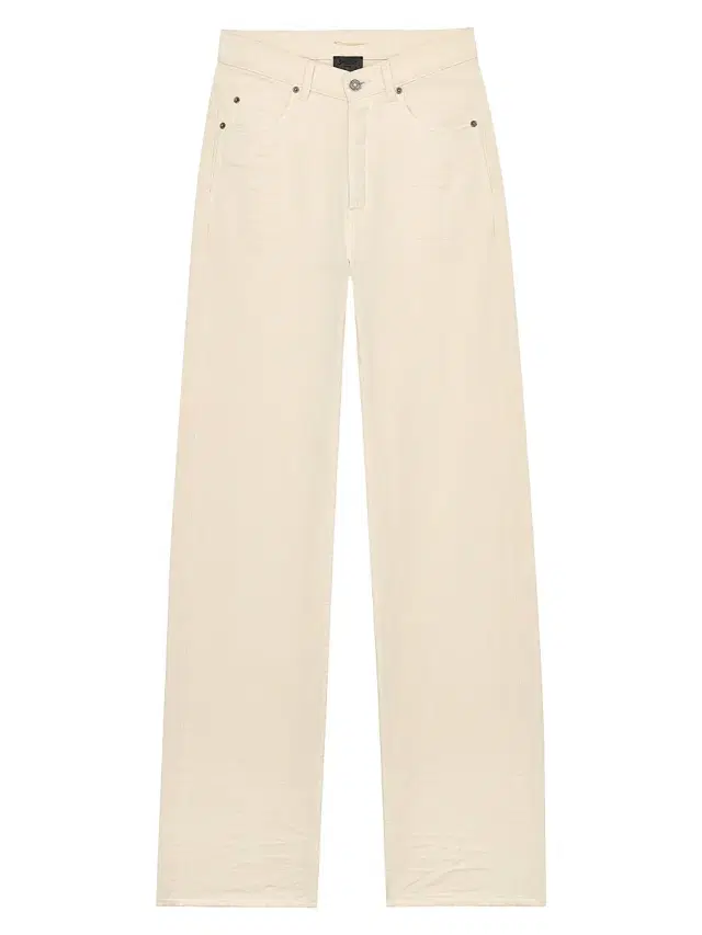 Saint Laurent Women's V-Waist Long Baggy Jeans - French Vanilla