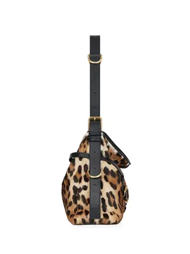 Givenchy Women's Medium Voyou Bag in Leopard Print Leather - Black Beige | Thumbnail 2