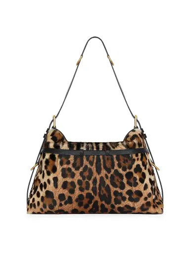 Givenchy Women's Medium Voyou Bag in Leopard Print Leather - Black Beige | Thumbnail 3