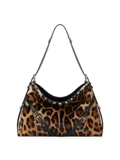 Givenchy Women's Medium Voyou Bag in Leopard Print Leather - Black Beige | Thumbnail 1