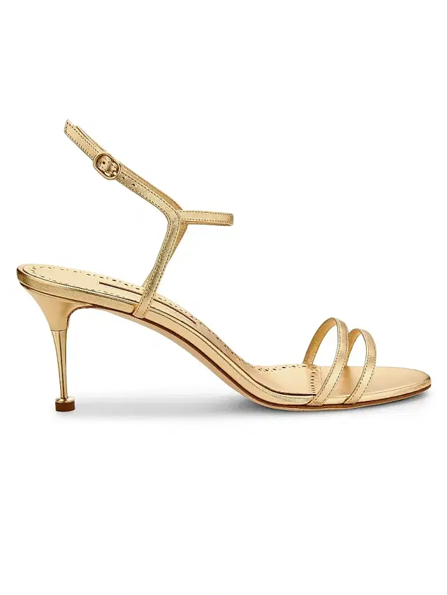 Manolo Blahnik Women's Ciagalo 70MM Sculptural-Heel Leather Sandals - Gold