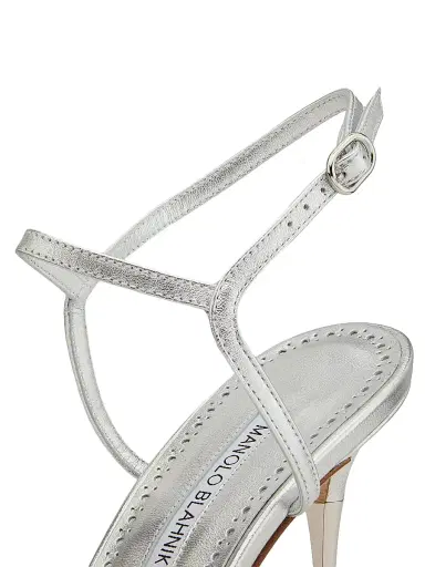 Manolo Blahnik Women's Ciaga 5MM Sculptural-Heel Leather Sandals - Sliver | Thumbnail 5 Manolo Blahnik Women's Ciaga 5MM Sculptural-Heel Leather Sandals - Sliver | Thumbnail 5